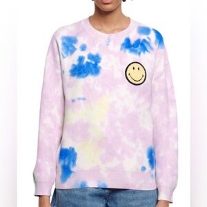 Sandro Paris Smiley Tie Dye Crewneck Pullover